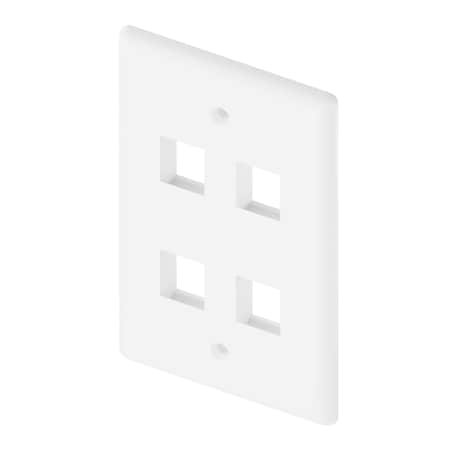 Unc Group 4Port Wall Plate, Single Gang, White WP-4P-WHT